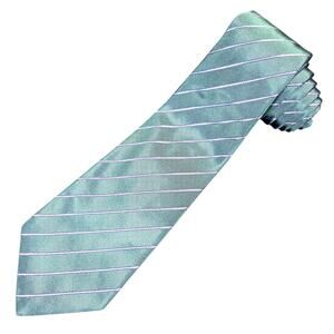 KITON NAPOLI 7 Fold Green Striped 100% Silk‎ Men’s Tie Made In Italy 60"x3.75"